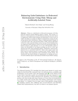Balancing Label Imbalance in Federated Environments Using Only Mixup and
  Artificially-Labeled Noise