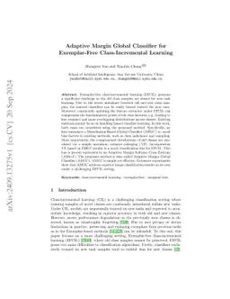 Adaptive Margin Global Classifier for Exemplar-Free Class-Incremental
  Learning