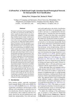 GAProtoNet: A Multi-head Graph Attention-based Prototypical Network for
  Interpretable Text Classification