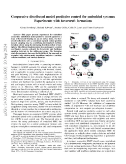 Cooperative distributed model predictive control for embedded systems: Experiments with hovercraft formations