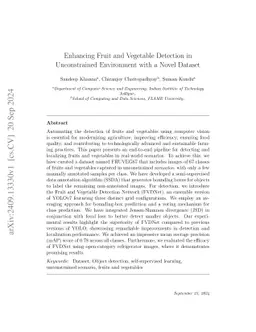 Enhancing Fruit and Vegetable Detection in Unconstrained Environment
  with a Novel Dataset