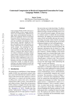 Contextual Compression in Retrieval-Augmented Generation for Large
  Language Models: A Survey