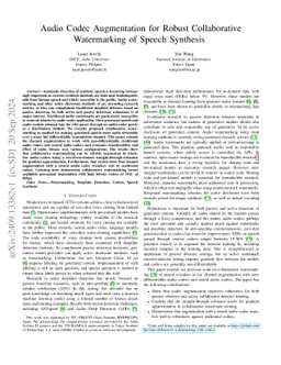 Audio Codec Augmentation for Robust Collaborative Watermarking of Speech
  Synthesis
