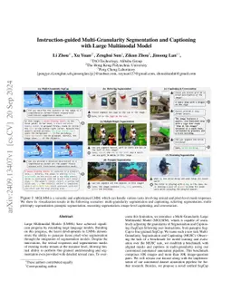 Instruction-guided Multi-Granularity Segmentation and Captioning with
  Large Multimodal Model