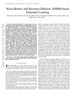Noise-Robust and Resource-Efficient ADMM-based Federated Learning