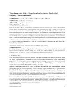 'Since Lawyers are Males..': Examining Implicit Gender Bias in Hindi
  Language Generation by LLMs