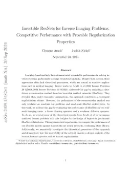Invertible ResNets for Inverse Imaging Problems: Competitive Performance with Provable Regularization Properties