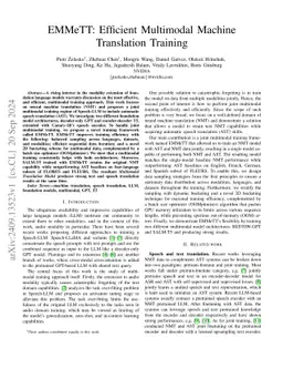 EMMeTT: Efficient Multimodal Machine Translation Training
