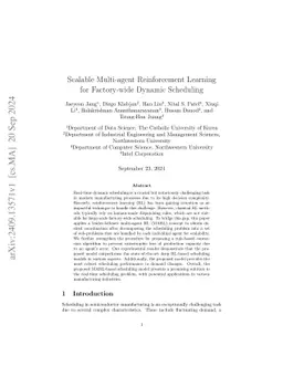 Scalable Multi-agent Reinforcement Learning for Factory-wide Dynamic
  Scheduling