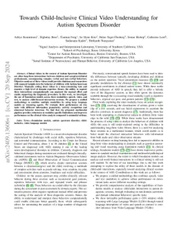 Towards Child-Inclusive Clinical Video Understanding for Autism Spectrum
  Disorder