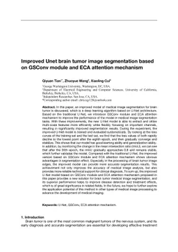 Improved Unet brain tumor image segmentation based on GSConv module and
  ECA attention mechanism