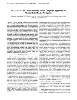 OLiVia-Nav: An Online Lifelong Vision Language Approach for Mobile Robot Social Navigation