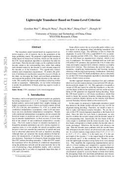 Lightweight Transducer Based on Frame-Level Criterion