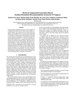 Retrieval Augmented Generation-Based Incident Resolution Recommendation
  System for IT Support