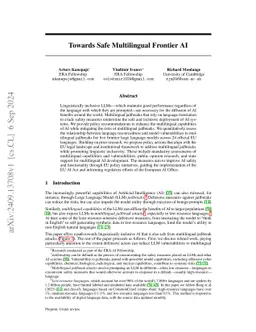Towards Safe Multilingual Frontier AI