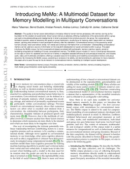 Introducing MeMo: A Multimodal Dataset for Memory Modelling in
  Multiparty Conversations