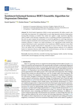 Sentiment Informed Sentence BERT-Ensemble Algorithm for Depression
  Detection