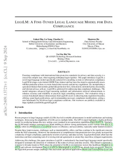 LegiLM: A Fine-Tuned Legal Language Model for Data Compliance