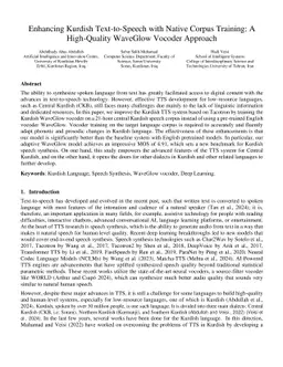 Enhancing Kurdish Text-to-Speech with Native Corpus Training: A
  High-Quality WaveGlow Vocoder Approach