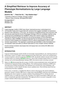 A Simplified Retriever to Improve Accuracy of Phenotype Normalizations by Large Language Models