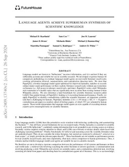 Language agents achieve superhuman synthesis of scientific knowledge