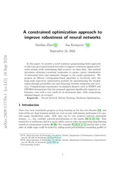 A constrained optimization approach to improve robustness of neural
  networks