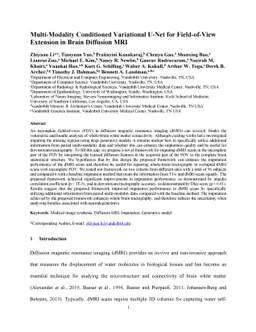 Multi-Modality Conditioned Variational U-Net for Field-of-View Extension in Brain Diffusion MRI