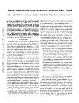 Neural Configuration Distance Function for Continuum Robot Control