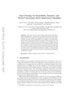 Data Pruning via Separability, Integrity, and Model Uncertainty-Aware
  Importance Sampling