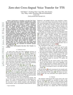 Zero-shot Cross-lingual Voice Transfer for TTS