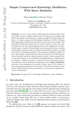 Simple Unsupervised Knowledge Distillation With Space Similarity