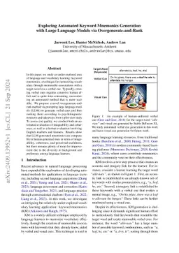 Exploring Automated Keyword Mnemonics Generation with Large Language
  Models via Overgenerate-and-Rank