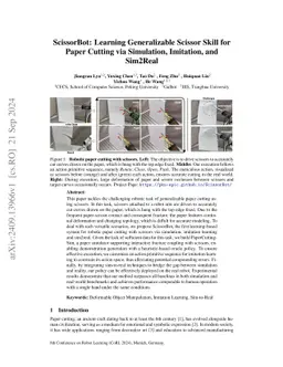 ScissorBot: Learning Generalizable Scissor Skill for Paper Cutting via
  Simulation, Imitation, and Sim2Real