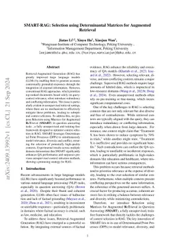 SMART-RAG: Selection using Determinantal Matrices for Augmented
  Retrieval