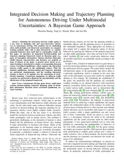 Integrated Decision Making and Trajectory Planning for Autonomous
  Driving Under Multimodal Uncertainties: A Bayesian Game Approach