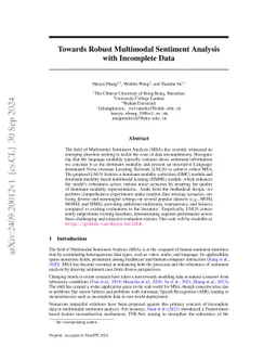 Towards Robust Multimodal Sentiment Analysis with Incomplete Data