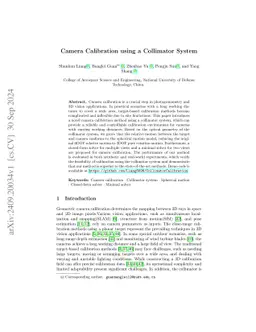 Camera Calibration using a Collimator System