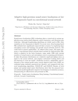 Adaptive high-precision sound source localization at low frequencies
  based on convolutional neural network