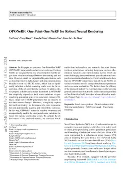 OPONeRF: One-Point-One NeRF for Robust Neural Rendering