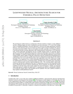 Lightweight Neural Architecture Search for Cerebral Palsy Detection