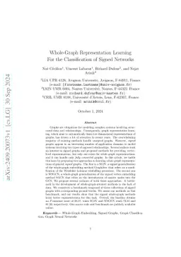 Whole-Graph Representation Learning For the Classification of Signed
  Networks