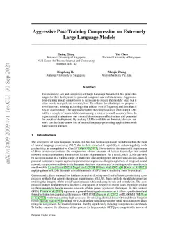 Aggressive Post-Training Compression on Extremely Large Language Models