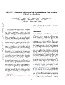 RISE-SDF: a Relightable Information-Shared Signed Distance Field for
  Glossy Object Inverse Rendering