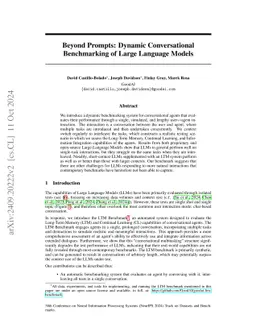 Beyond Prompts: Dynamic Conversational Benchmarking of Large Language
  Models