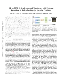 GTransPDM: A Graph-embedded Transformer with Positional Decoupling for Pedestrian Crossing Intention Prediction