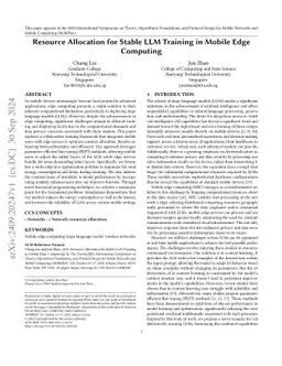 Resource Allocation for Stable LLM Training in Mobile Edge Computing