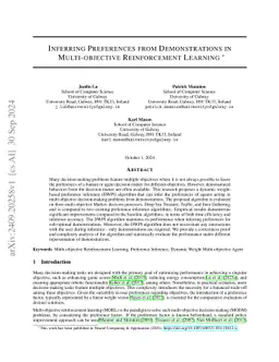 Inferring Preferences from Demonstrations in Multi-objective
  Reinforcement Learning