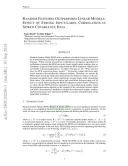 Random Features Outperform Linear Models: Effect of Strong Input-Label
  Correlation in Spiked Covariance Data