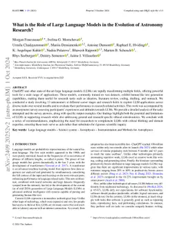 What is the Role of Large Language Models in the Evolution of Astronomy
  Research?