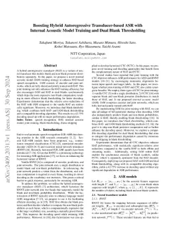 Boosting Hybrid Autoregressive Transducer-based ASR with Internal
  Acoustic Model Training and Dual Blank Thresholding